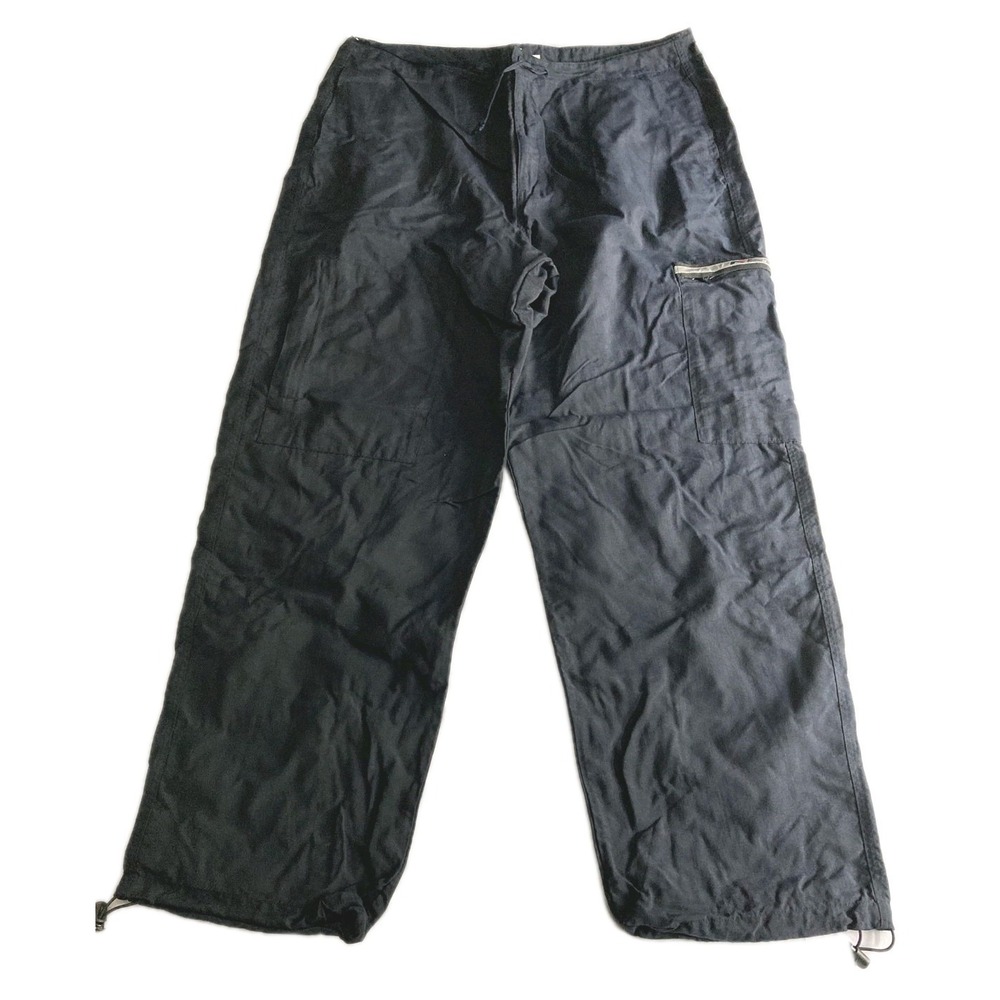 Vtg Nautica Sport Tech Pants Men 2XL Navy Nylon Adjustable Tie Waist Zip Pocket